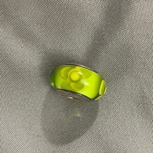 PANDORA Flowers Lime Murano Glass Silver Charm